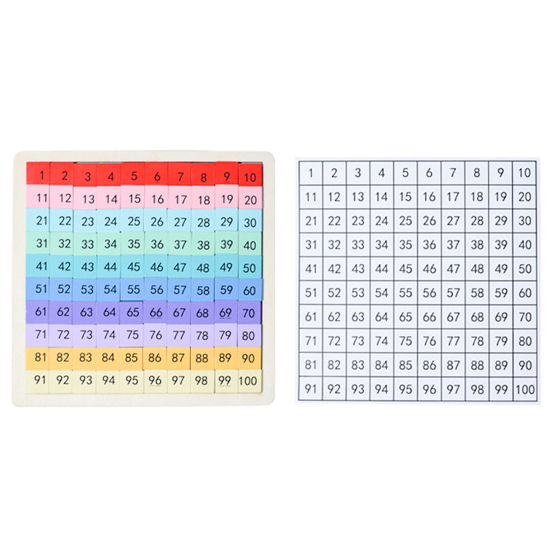 百数板蒙氏教具数学百数字表儿童早教启蒙益智积木1到100加减玩具