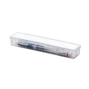 透明笔盒长方形签字笔钢笔学生考试圆规橡皮圆珠笔便携文具收纳盒