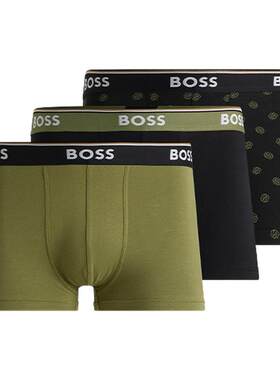 【七夕礼物】【95%棉】BOSS博斯 男士弹力棉混纺平角内裤三条装