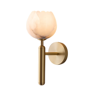 法式轻奢南瓜花瓣云石壁灯客厅背景墙LED单头简约卧室床头全铜灯