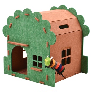 猫房子花菜屋毛毡拼搭磨爪休息玩耍躲藏猫咪躲避屋多用途猫窝玩具