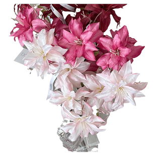粉色仿真花婚庆百合花假花拍照道具软装同款家居摆件桌面花