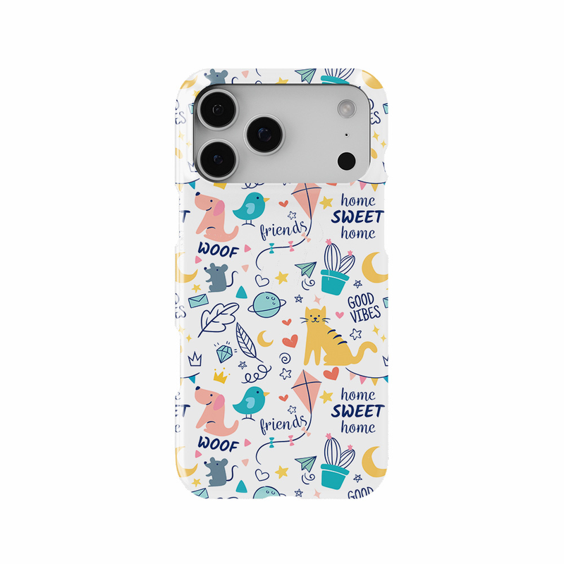 童趣猫狗与小动物插画暖萌适用于iPhone17Pro轻薄16适用于15苹果14手机壳13不掉色12环保硬壳散热半包保护壳