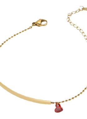 女钛钢高级感红色爱心锆石手链