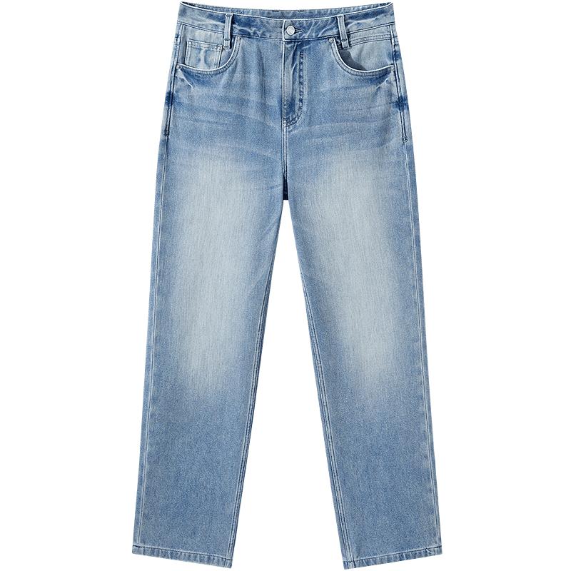 【凉感】GXG男装 直筒猫须莱赛尔水洗弹力牛仔裤 2025秋季热卖