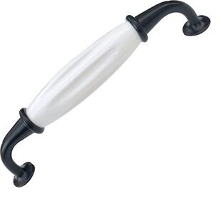 128陶瓷拉手柜门把手衣柜橱柜欧式柜子黑白抽屉厨柜手柄黑色配件