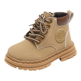 男童亲子大黄靴秋冬季加绒短靴宝宝秋款婴儿软底学步鞋小童马丁靴