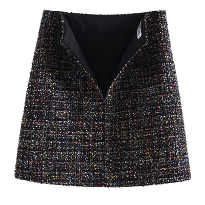 小香风时尚粗花呢半身裙春季新品