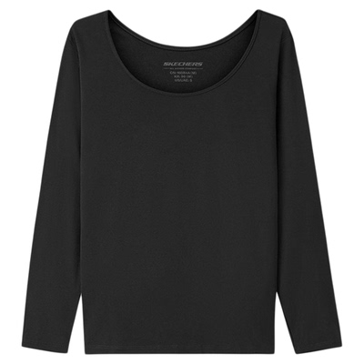 斯凯奇长袖女款2026年春夏新款圆领纯色抗菌透气抗静电打底衫