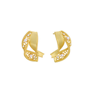 【新款】ARSIS纯真年代复古双层飘带耳钉法式耳饰轻奢耳环女新款