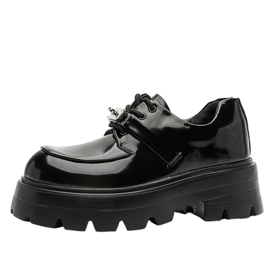 黑色高档鞋子痞帅大头厚底德比鞋