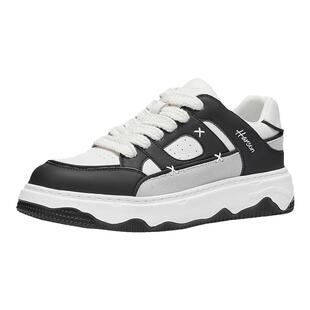 哈森男鞋2026春季新款运动休闲鞋男款软底真皮鞋子男增高运动鞋男