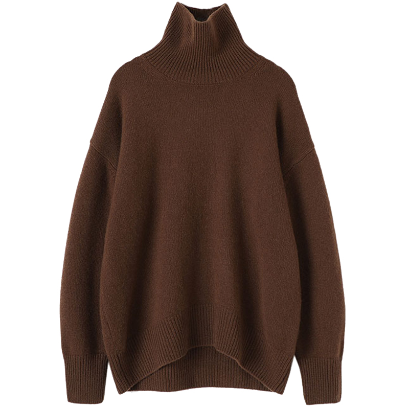 经典大气的一件！高领羊绒衫女纯羊绒宽松加厚廓形羊绒毛衣女秋冬