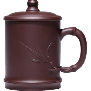 宜兴紫砂杯原矿紫泥纯全手工定制非陶瓷茶杯带盖男女士大容量家用