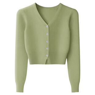 秋季新品短款高腰针织开衫女高级感外搭配裙显瘦上薄衣毛衣小外套