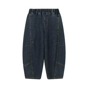 布丁哈鲁童装女童加绒牛仔裤2026秋冬新款儿童休闲宽松牛仔裤大童