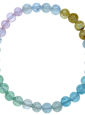 天然冰种水晶多彩托帕石手链彩虹色手串女