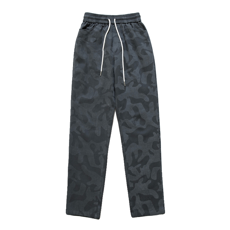 烦恼的Octopusl美式荷花刺绣迷彩裤直筒百搭复古街头百搭长裤子男