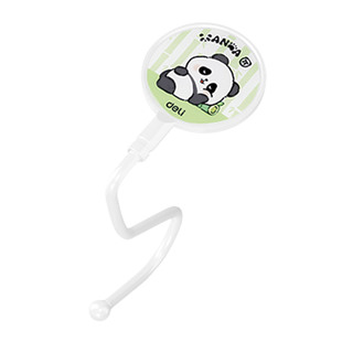 得力熊猫图案书包挂钩课桌边学生背包书桌通用挂包钩子免粘免钉承重力强防滑设计超高颜值可爱桌边挂钩XM572