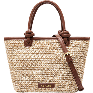 奥康草编包2026新款手提包女菜篮子编织单肩包时尚沙滩包潮托特包