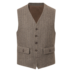 【英式粗花呢人字纹】CULTUM加厚复古羊毛双口袋古典西服马甲男