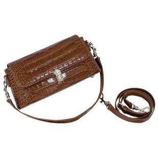 2025冬季新款真皮单肩小包腋下女包高级感鳄鱼纹牛皮斜挎包法棍包