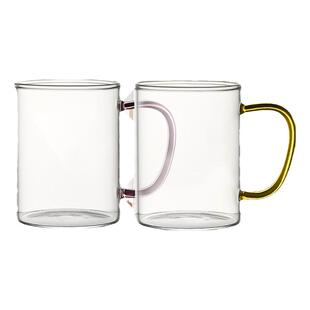 玻璃杯水杯家用带把手喝水杯子耐高温咖啡杯高硼硅耐热泡茶绿茶杯