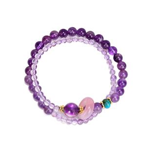 敦煌研究院紫水晶双圈手串 文创水晶手串上岸逢考必过考试送朋友