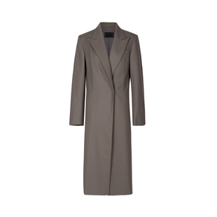 LESS秋季绵羊毛大衣女复古西装领长款毛呢外套2M9811990