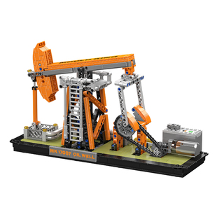 宇星模王旗舰店电动油井积木男孩机械传动拼装玩具儿童科教模型