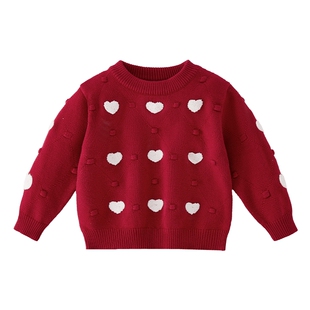 [抗菌远红外]女童毛衣开衫小童甜美红色春装针织衫女宝宝秋冬上衣