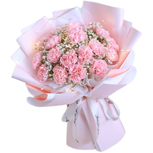 母亲生日礼物玫瑰康乃馨仿真香皂永生花满天星花束送女友闺蜜妈妈