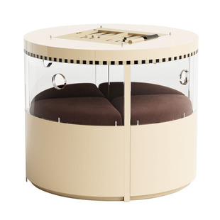 简约现代亚克力休闲娱乐棋牌桌客厅家用实木烤漆圆桌商务洽谈桌子