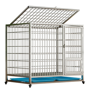 实心不锈钢方管大空间狗笼中大型犬狗窝室内外笼子白钢金毛鸡笼子