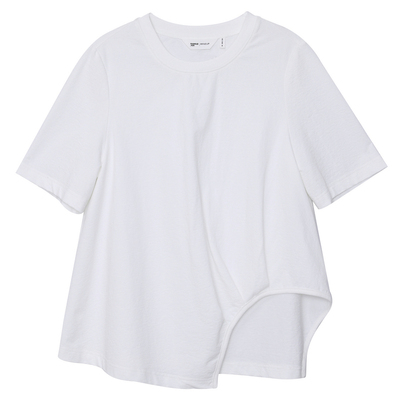 MOVEUP幻走2025夏季新款.FUN系列圆领弧形落差下摆短款T恤女