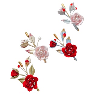 国风手工玫瑰缠花胸针轻奢精致开衫大衣胸花衬衣别针中式旗袍配饰