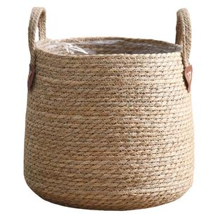 简约编织藤编花盆天然海草植物绿植套盆家居装饰收纳筐花器花篮