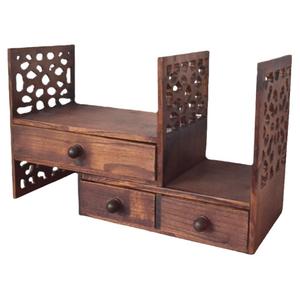 桌面小书架收纳置物架创意复古实木学生书桌架子飘窗卧室小型书柜