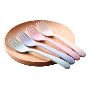 小麦秸秆宝宝不伤嘴叉子防摔水果叉子吃饭面条叉专用儿童泡面叉子