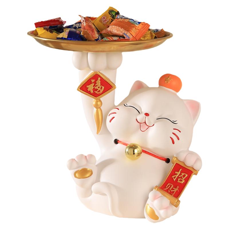 招财猫盘子收纳托盘装饰摆件