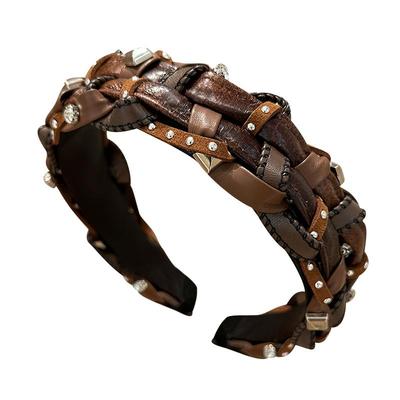 复古编织皮质发箍发卡头箍头饰女