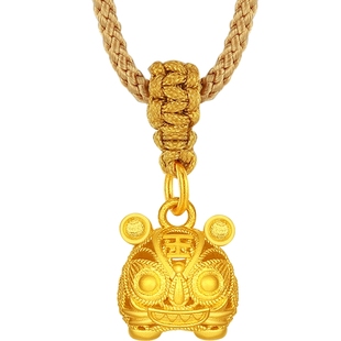 潮宏基传家宝布老虎足金项链古法黄金坠链套链吊坠宝宝周岁礼计价