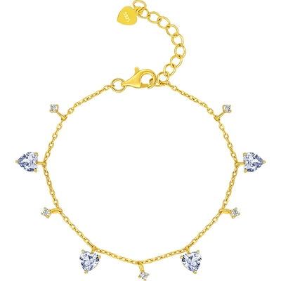 潮宏基s925银手链爱心镶嵌手饰