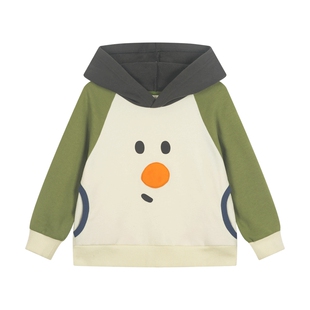 马拉丁儿童卫衣26春装新款小童萌趣小虫圈圈棉插兜连帽卫衣