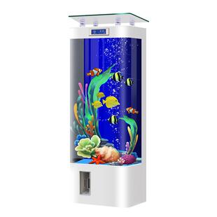 2026新款智能小型鱼缸方形客厅家用生态自循环背滤立式过滤金鱼缸