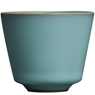 玛瑙入釉正宗原产地汝瓷天青釉蝉翼开片可养主人杯汝窑陶瓷品茗杯