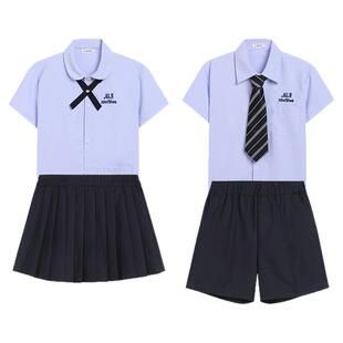 儿童蓝色衬衫演出服学院风制服泰式校服亲子装幼儿园毕业照班服