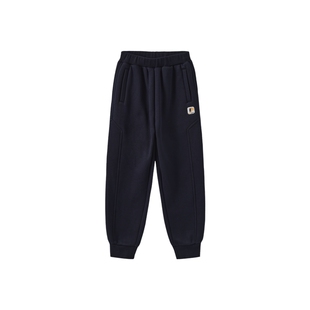 POLOWALK童装男童加绒卫裤2025秋冬新款保暖百搭中大童束脚休闲裤