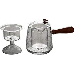 容山堂玻璃茶壶侧把蒸汽煮茶器电陶炉套装小型新款黑茶蒸茶烧水壶