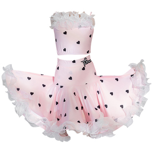 专业碎花儿童拉丁舞蹈练功服装女童拉丁舞蹈练习表演少儿训练